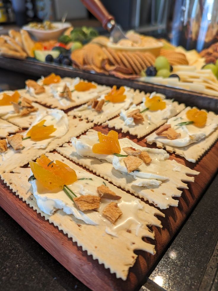 Styled charcuterie board with fruit and snacks